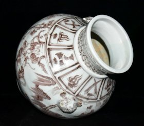 元釉里红鬼谷下山虎头罐37x33厘米