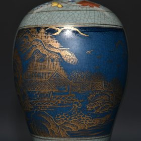 宋官窑景泰蓝山水梅瓶27.3x13.5厘米