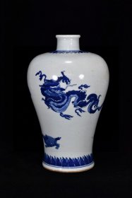 清康熙青花五灵兽梅瓶32x20厘米