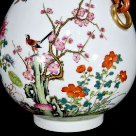 清乾隆珐琅彩花鸟纹双耳尊27.5×21厘米