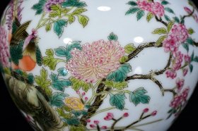 清雍正粉彩花鸟纹石榴尊16*14厘米