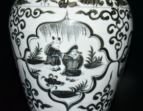 明建文青花四爱图梅瓶44x25厘米