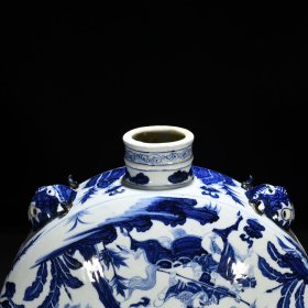 元青花单骑救主人物纹卧壶壁壶