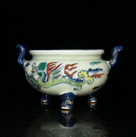 明成化斗彩龙纹小香炉6.8x12.2厘米