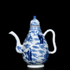 清康熙青花八仙人物纹壶19x18厘米