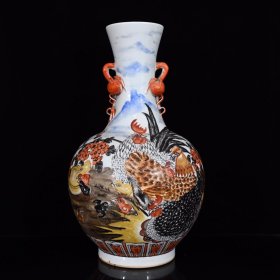 清乾隆粉彩全家福赏瓶40*23厘米
