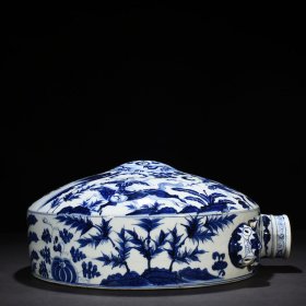 元青花单骑救主人物纹卧壶壁壶