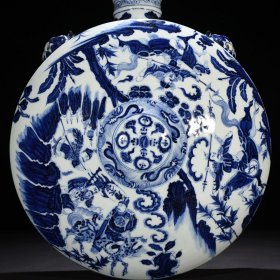 元青花单骑救主人物纹卧壶壁壶