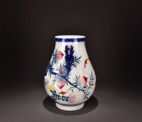 清乾隆斗彩榴开百子鹿头尊36x29厘米