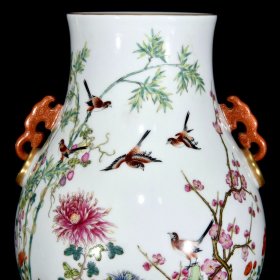 清乾隆珐琅彩花鸟纹双耳尊27.5×21厘米