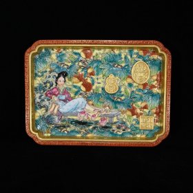 清乾隆珐琅彩浮雕鎏金人物故事纹盘24×16.5厘米