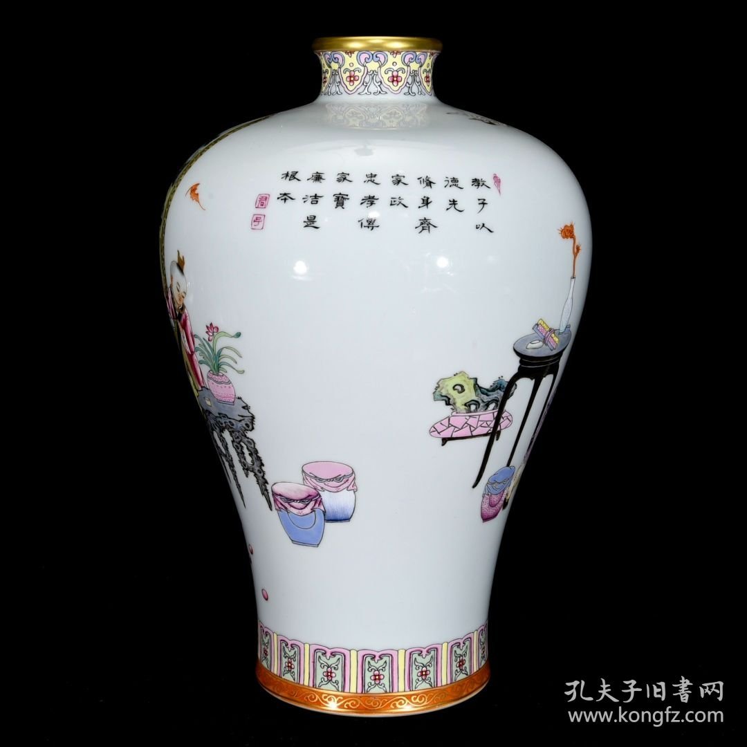 清乾隆珐琅彩人物故事纹梅瓶36.5×25厘米