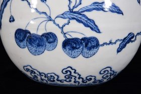 明青花花果纹扁瓶27*21厘米