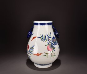 清乾隆斗彩榴开百子鹿头尊36x29厘米