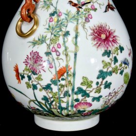 清乾隆珐琅彩花鸟纹双耳尊27.5×21厘米