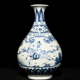 明正统青花携琴访友图玉壶春瓶32.5x20厘米