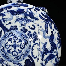 元青花单骑救主人物纹卧壶壁壶