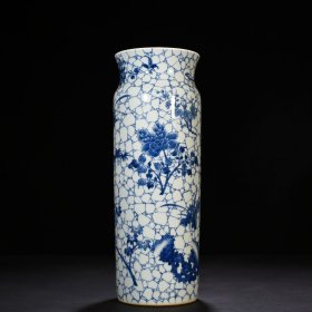 明崇祯青花折枝花卉纹筒瓶40*15厘米