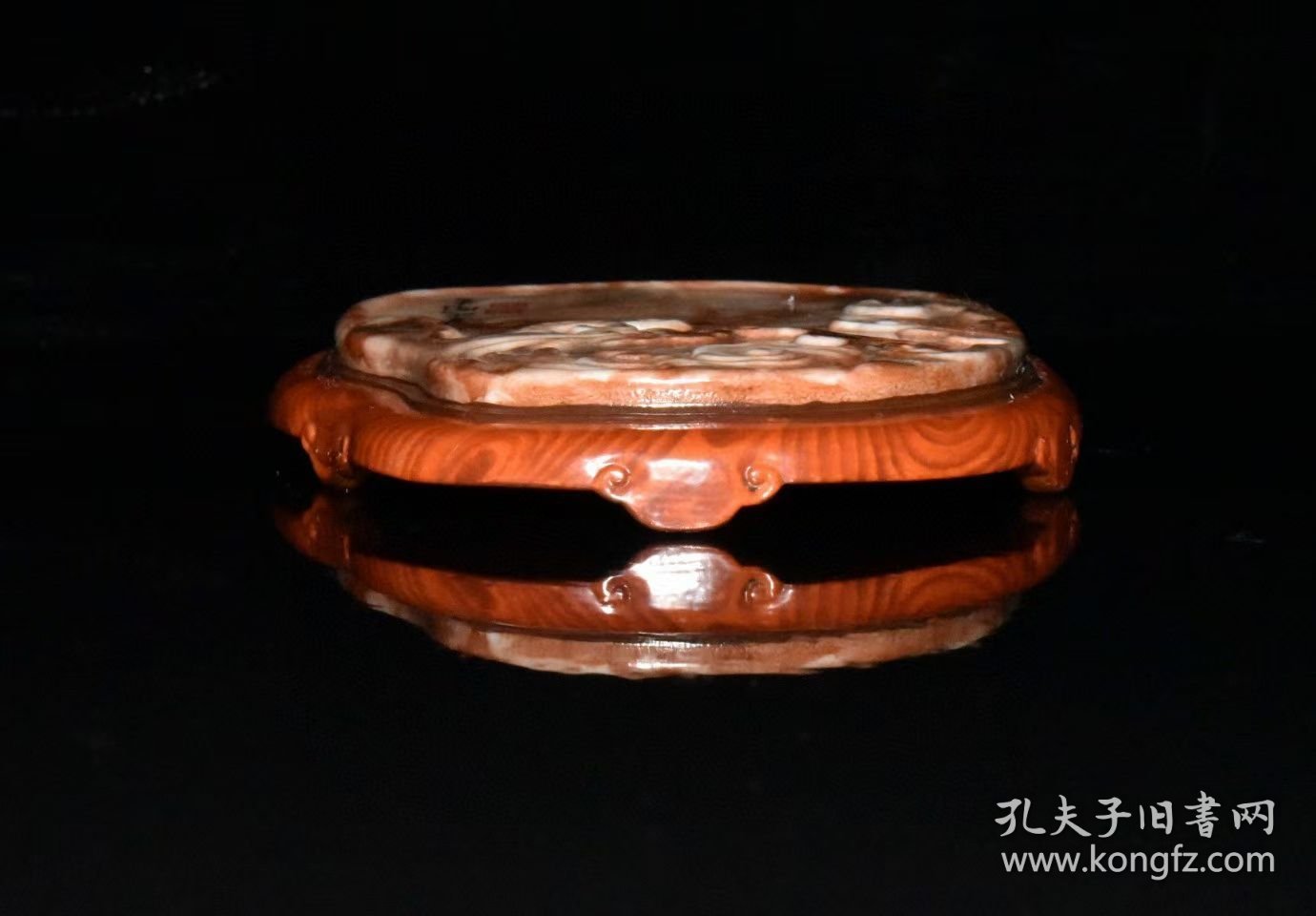 清乾隆木纹釉雕刻云纹砚台2.3x12x14.5厘米