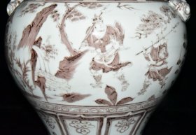 元釉里红鬼谷下山虎头罐37x33厘米