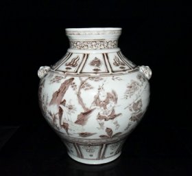 元釉里红鬼谷下山虎头罐37x33厘米