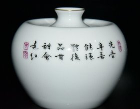 清雍正珐琅彩昆虫苦瓜纹苹果尊一对7.8x10厘米