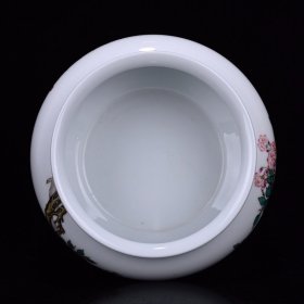 清雍正粉彩花鸟笔洗12*24厘米