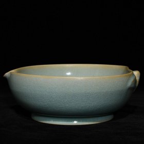 宋汝窑桃形洗7.3x20.3厘米