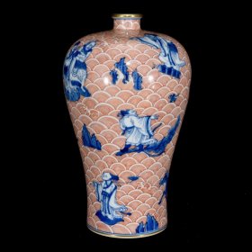 清雍正青花八仙人物故事纹梅瓶22.5×14厘米