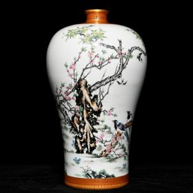 清雍正 粉彩描金花鸟纹梅瓶30.8x18厘米