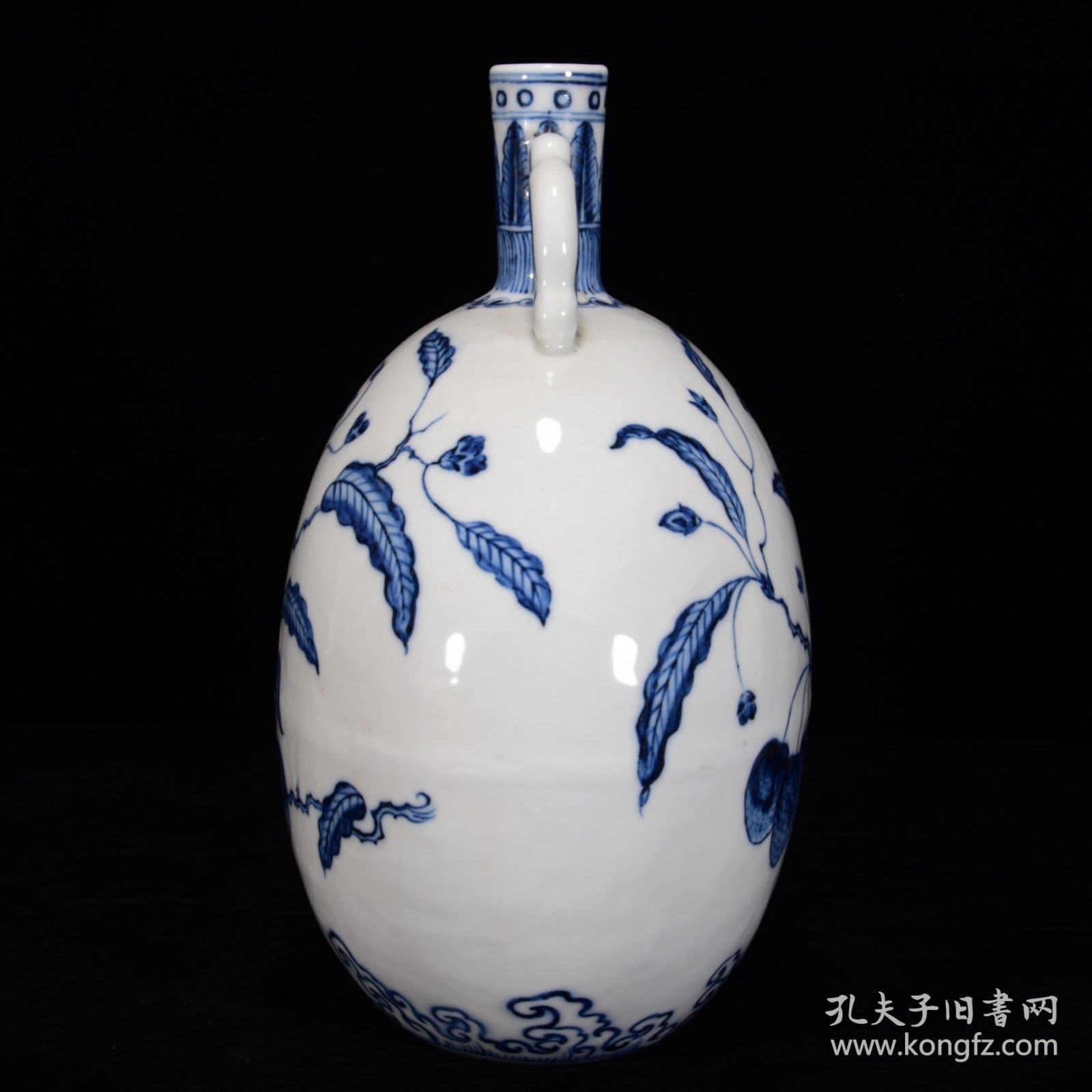 明青花花果纹扁瓶27*21厘米