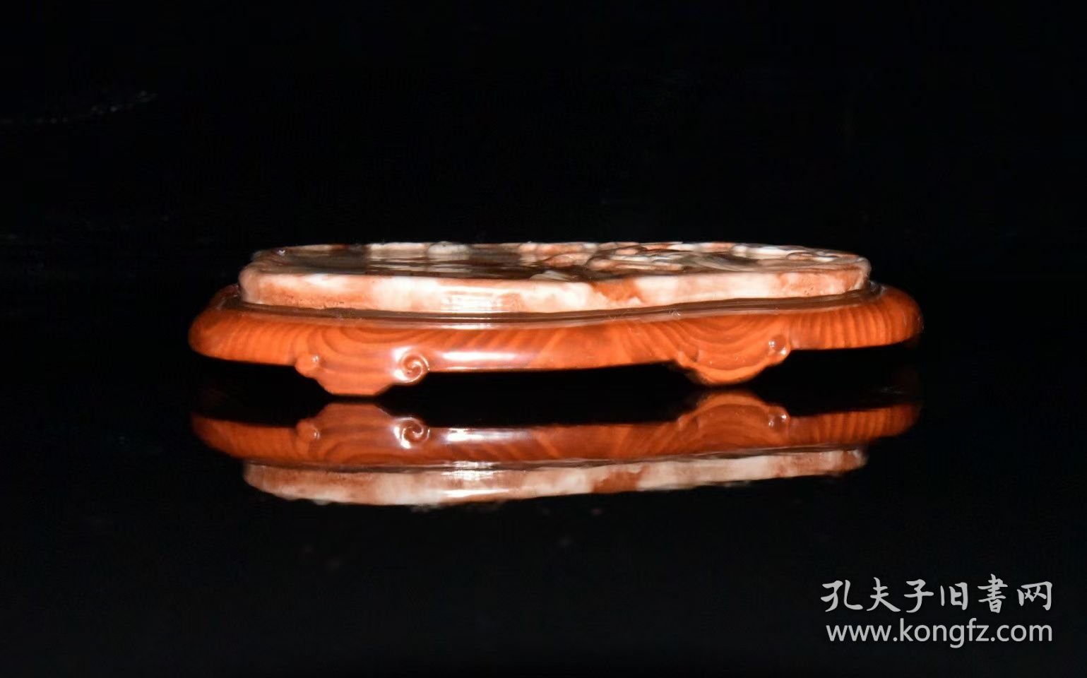 清乾隆木纹釉雕刻云纹砚台2.3x12x14.5厘米