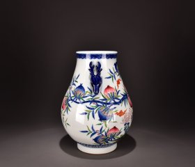 清乾隆斗彩榴开百子鹿头尊36x29厘米