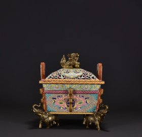 清乾隆珐琅彩鎏金镶铜香薰27x25厘米