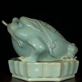 宋汝窑招财金蟾19x24厘米