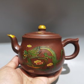 宜興精品描金龙壶，手工顾景舟紫砂壺