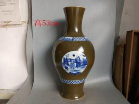 清代青花 人物瓷瓶