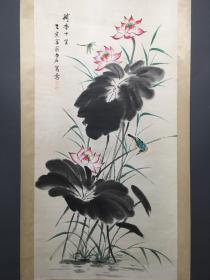 荷花鸟 四尺中堂画 纯手绘画 画工精细