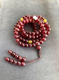 精品蜜蜡佛珠手串 深红108颗