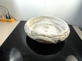 闲置低价出售 旧藏版手工瓷器双龙戏珠缸 单色釉柴烧制作