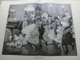【百元包邮】《儿童舞会》（Ein Kinder Kostümball）1894年，大幅木刻版画， 纸张尺寸约54×41厘米。