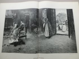 【百元包邮】《背叛》（Verrathen）1893年，大幅木刻版画， 纸张尺寸约56×41厘米。 出自意大利画家，奥古斯托·科雷利（Augusto Corelli,1853-1918）的油画作品