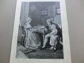【百元包邮】《维特与绿蒂》（Werther und Lotte） 1892年，大幅木刻版画， 纸张尺寸约41×28厘米。出自19世纪慕尼黑学派德国画家，赫尔曼·考尔巴赫（Hermann Kaulbach，1846-1909）绘画作品。