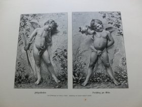 【百元包邮】《成功的天使，失败的天使》（fehlgeschossen, vorschlag zur Güte）1894年，木刻版画， 纸张尺寸约41×28厘米。