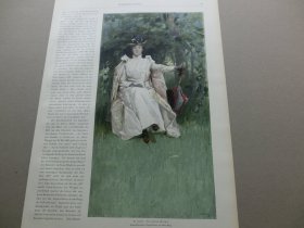 【百元包邮】《在花园里》(im garten)   1893年，套色木刻版画， 纸张尺寸约41×28厘米。