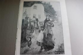 【百元包邮】《躲避》（Gemieden     1893年     木口木刻版画       尺寸约 28×41厘米  （货号501474）