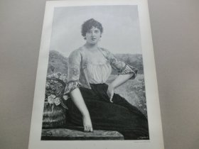 【百元包邮】《野玫瑰，玫瑰女郎》（Wilde Rosen） 1893年，木刻版画， 纸张尺寸约41×28厘米。出自德国画家，鲁道夫·艾希施泰特（Rudolf Eichstaedt,1857-1924）油画作品