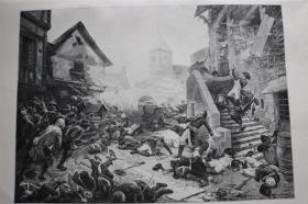 【百元包邮】《在法国革命的战斗中自尽的穆兰将军》（Tod des Generals Moulin）   1890年木刻版画    尺寸约41*29厘米   （货号501009）
