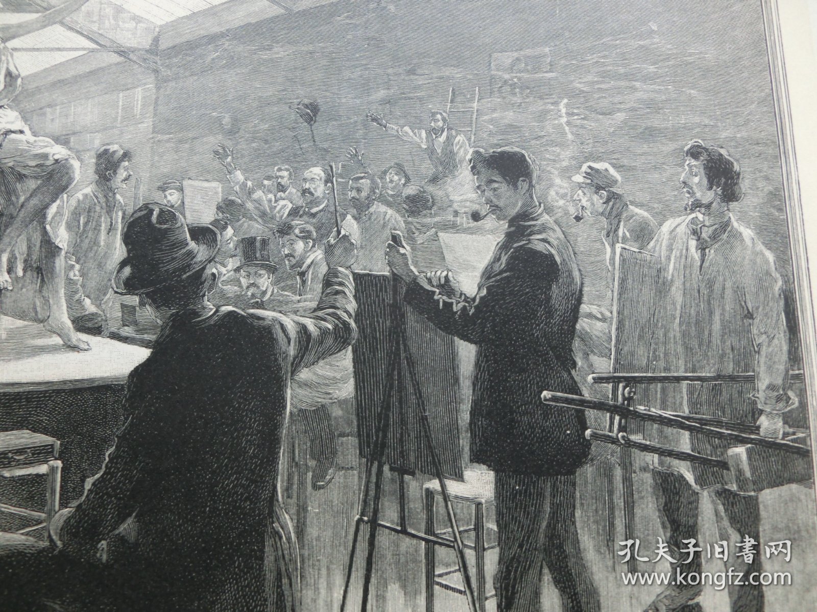 【百元包邮】《在巴黎朱利安学院的女模特》（In der Julian Akademie zu Paris）1892年，大幅木刻版画， 纸张尺寸约41×28厘米。