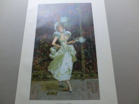 【百元包邮】《身着华托服的女郎》（A la Watteau） 1894年，彩色平版印刷画， 纸张尺寸约41×28厘米。